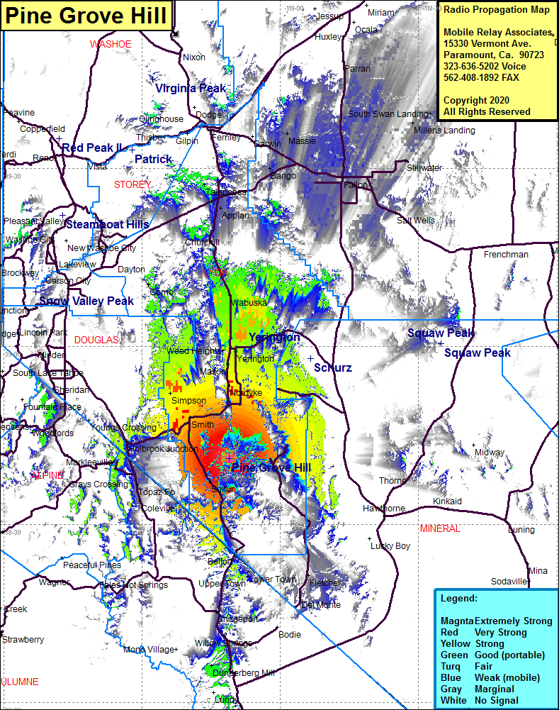 heat map radio coverage Pine Grove Hill